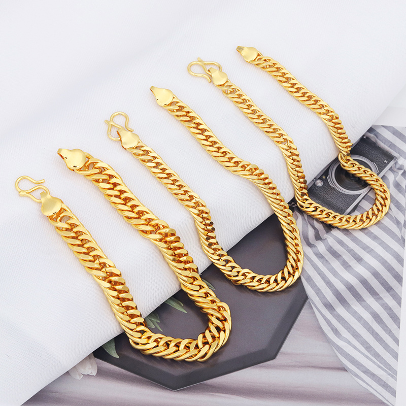 JSL High Quality Popular 24K Gold Plated Copper Alloy Bracelet Button Watch Chain Simple Items Creative Hollow Jewelry For Women