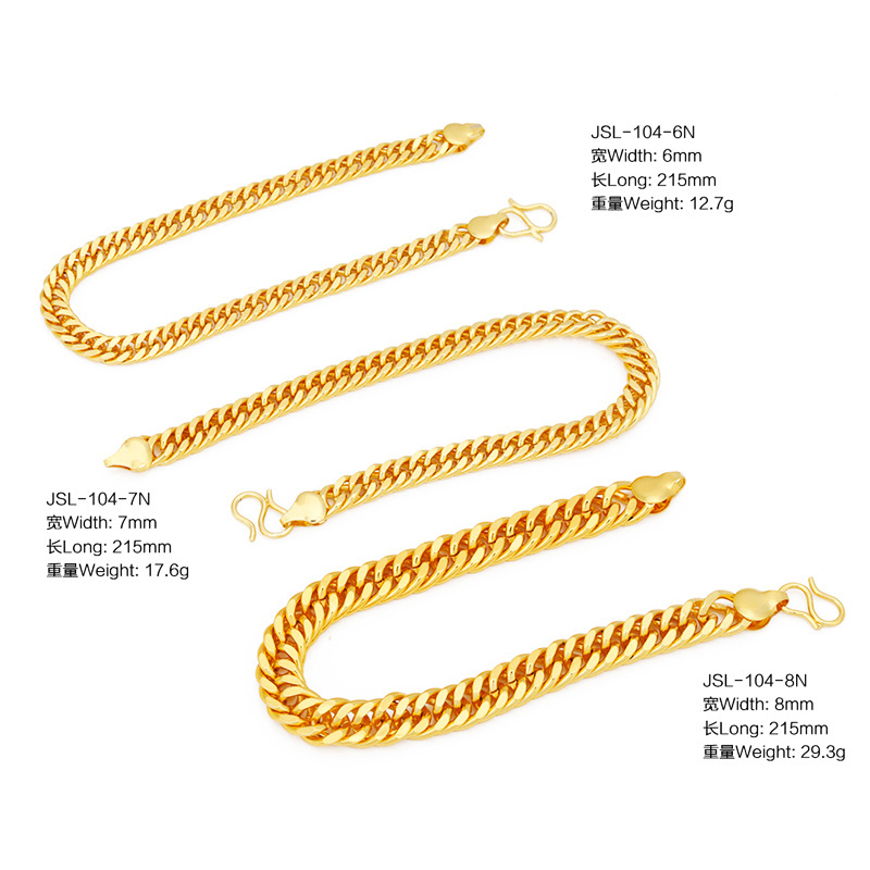 JSL High Quality Popular 24K Gold Plated Copper Alloy Bracelet Button Watch Chain Simple Items Creative Hollow Jewelry For Women