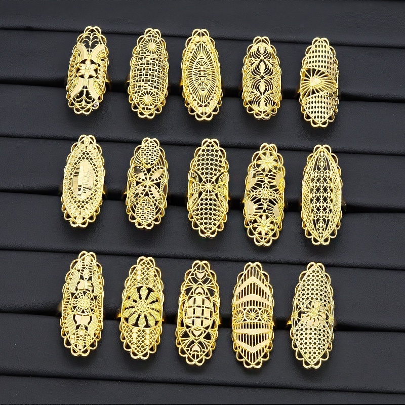 JXX wholesale price Arabic style 24K gold plated brass jewellery unique design rings jewelry women