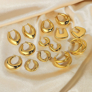 Stainless Steel Jewelry 18k Gold PVD Plated Bulk Hoop Earrings Trendy earrings Women Wholesale Earrings Mixed