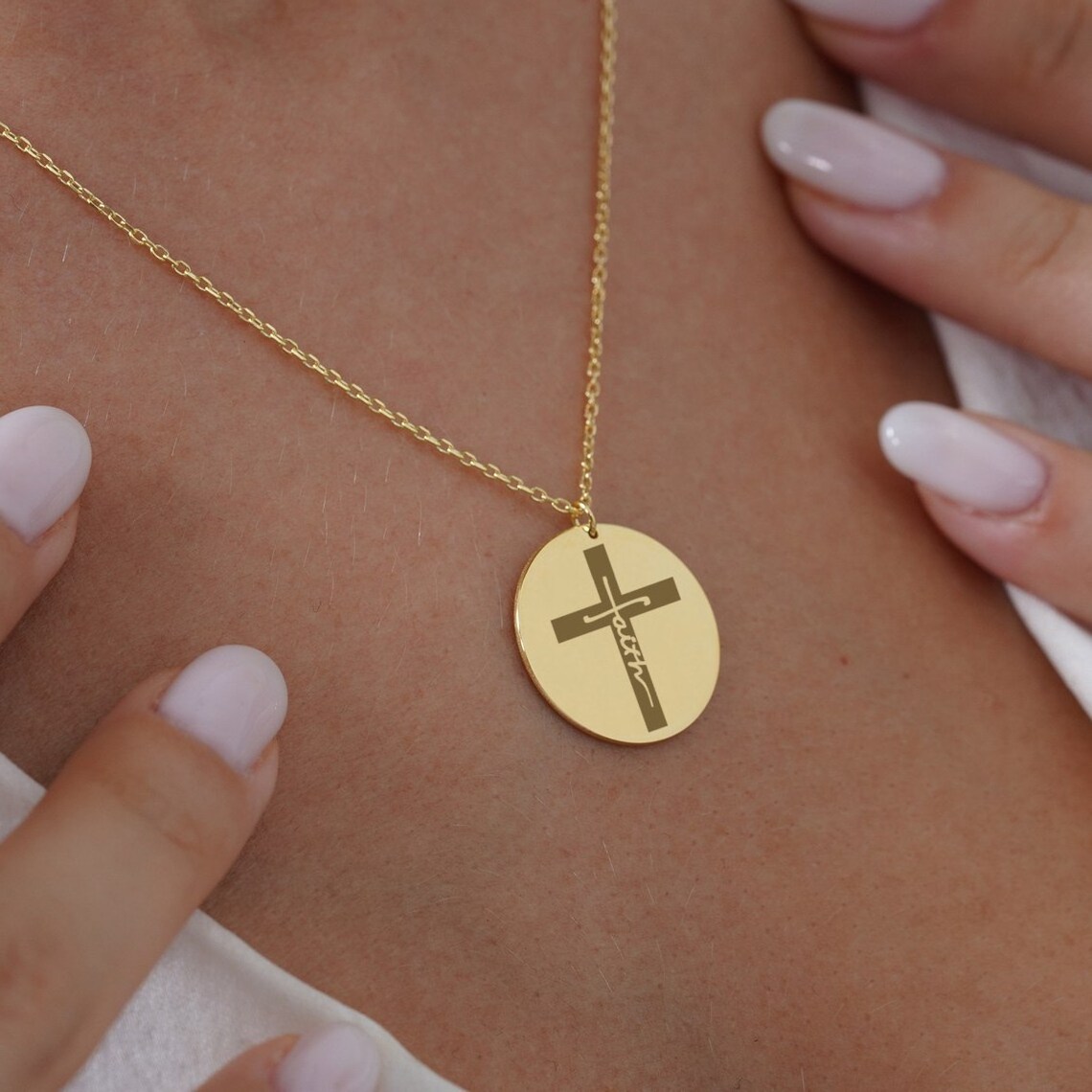 Stainless Steel Faith Necklace Cross 18k Gold Cross Christum Jewelry Inspirtional Pendant Christian Curicifix Charm Necklace