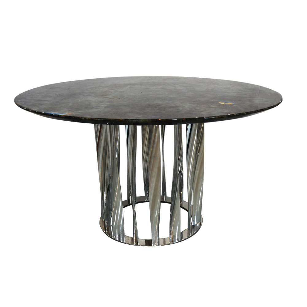 Custom metal furniture Modern design dining room tables furniture sets stainless round Marble dining table