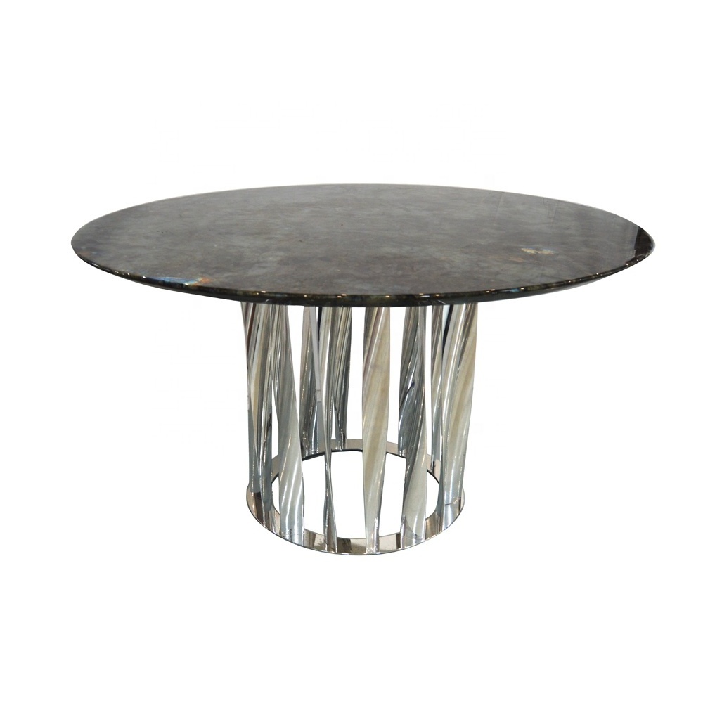 Custom metal furniture Modern design dining room tables furniture sets stainless round Marble dining table