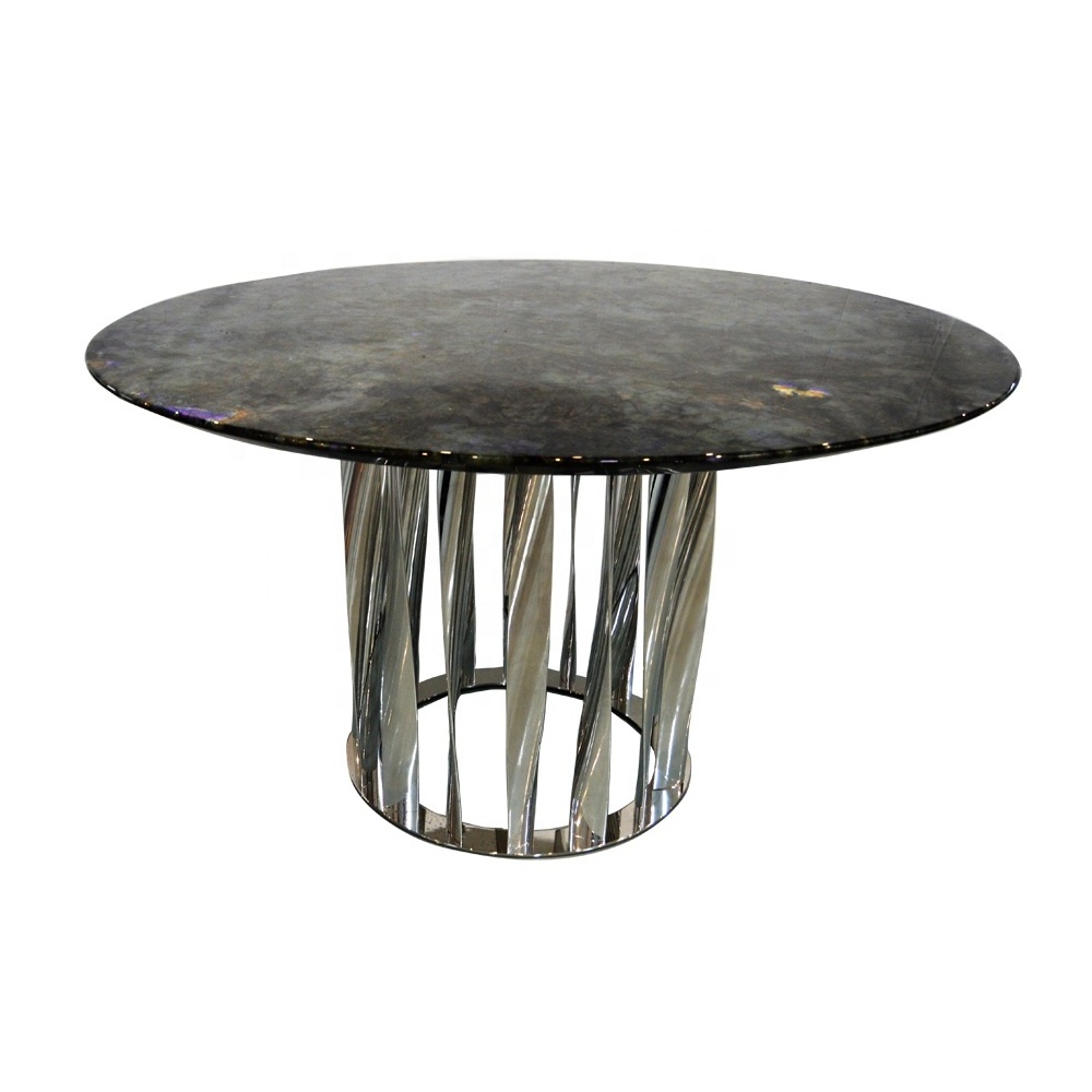 Custom metal furniture Modern design dining room tables furniture sets stainless round Marble dining table