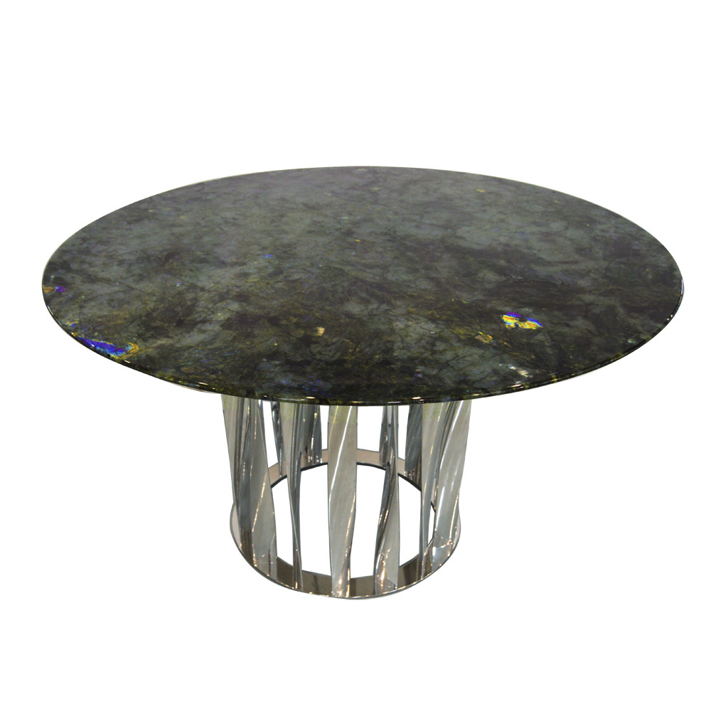 Custom metal furniture Modern design dining room tables furniture sets stainless round Marble dining table