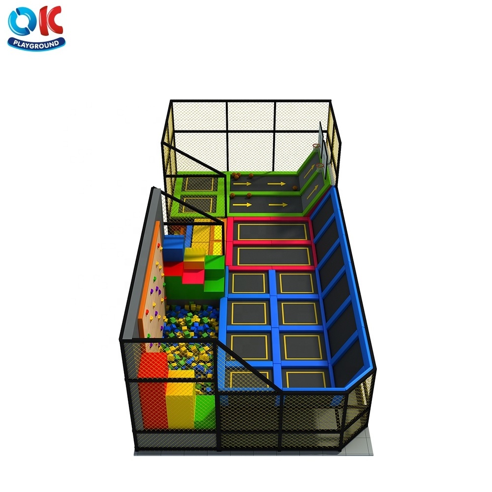 OK Playground Commerical Indoor Playground Trampoline Park with Foam Pit Basketball Slam Dunk Hoop