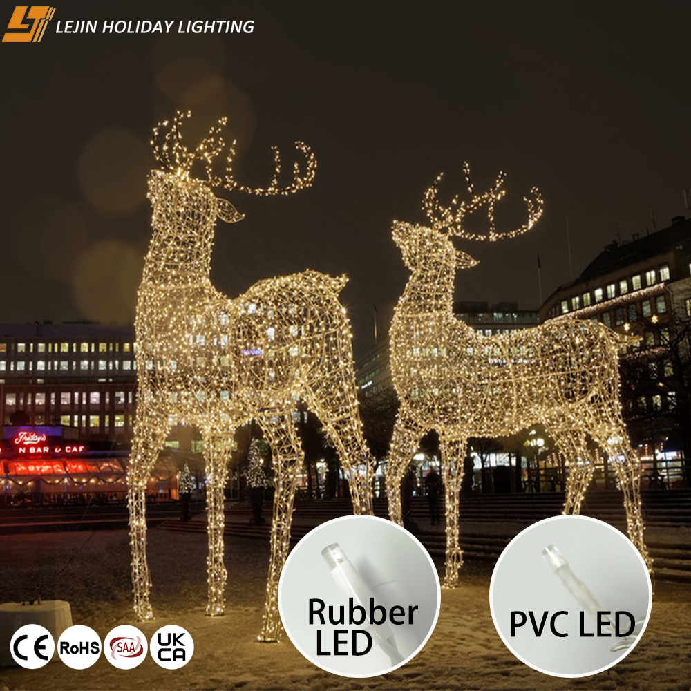 Custom outdoor christmas decorations 3D deer led motif light