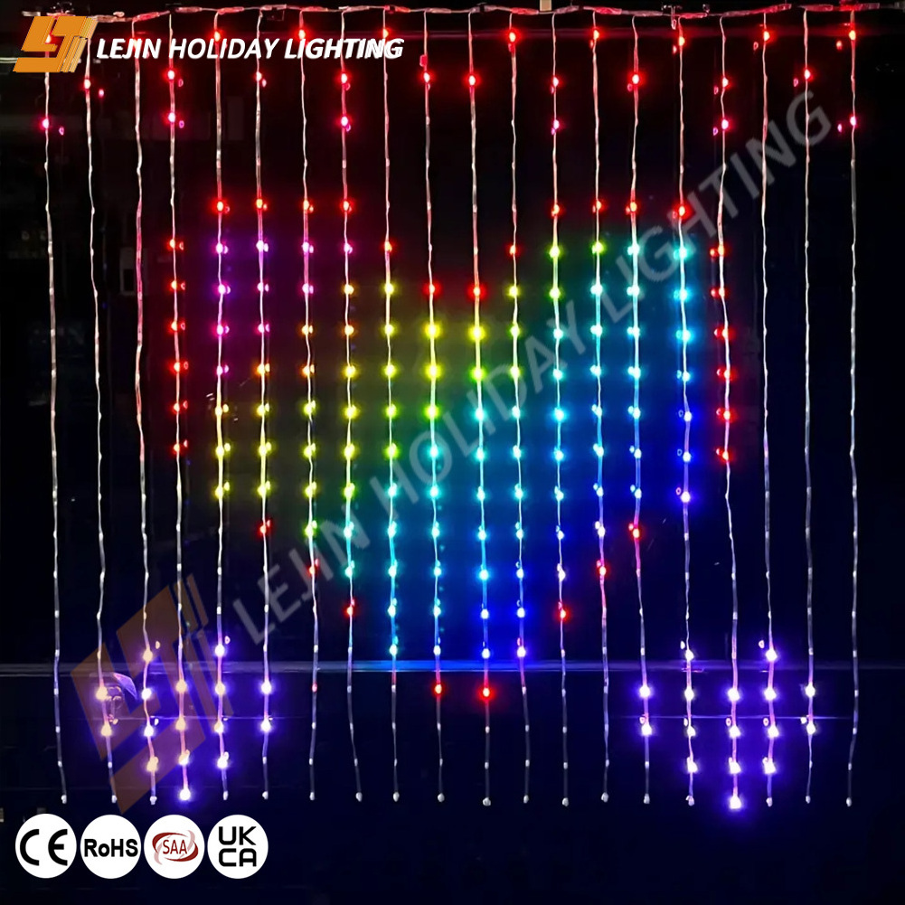 APP control safe waterproof IP65 led smart fairy curtain light for holiday decoration