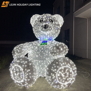 Outdoor square decoration 3M 24V lovely white 3d polar bear motif light for garden decoration