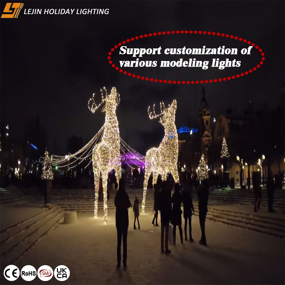 Custom outdoor christmas decorations 3D deer led motif light