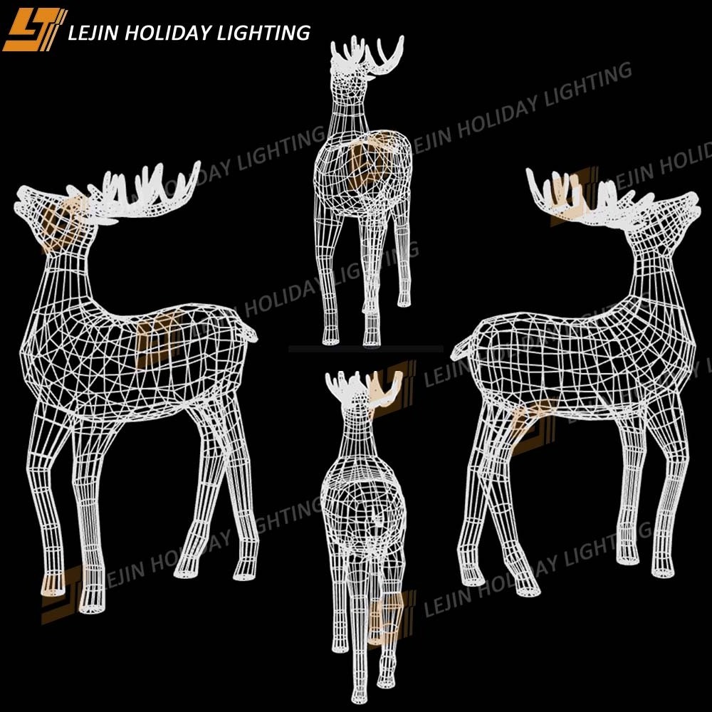 Custom outdoor christmas decorations 3D deer led motif light