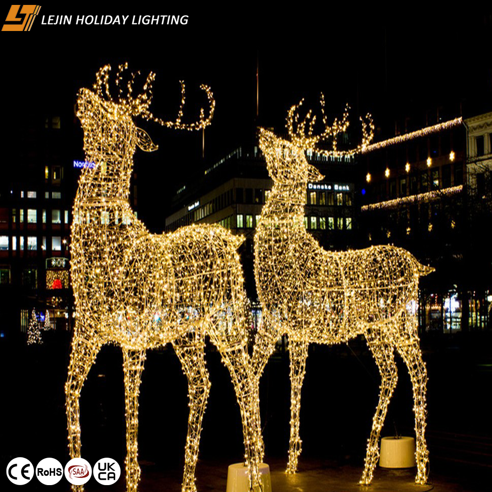 Custom outdoor christmas decorations 3D deer led motif light