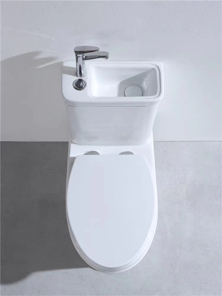 Porcelain Bathroom One Piece Toilets Ceramic Siphon Jet Flushing Toilet Bowl toilet with sink on top washing cistern with basin