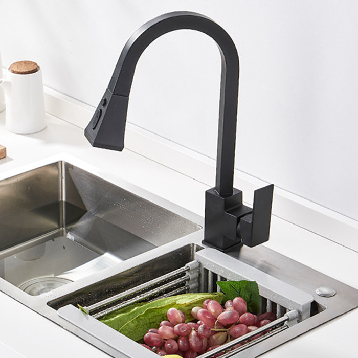 Pull Down Sprayer Single Handle Kitchen Sink Faucet 304 Stainless Steel Sale CLASSIC Core Black and Gold Modern Contemporary Gua