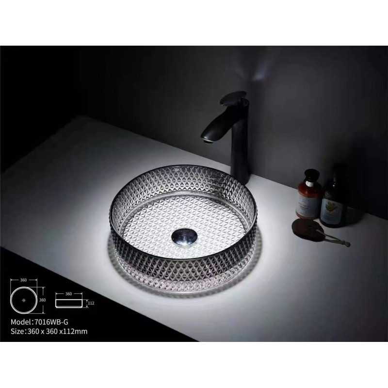 Popular round clear glass bathroom vanity counter top art sink basin