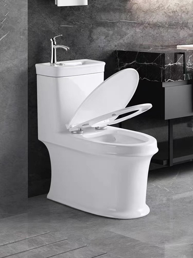 Porcelain Bathroom One Piece Toilets Ceramic Siphon Jet Flushing Toilet Bowl toilet with sink on top washing cistern with basin