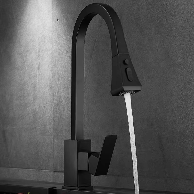 Pull Down Sprayer Single Handle Kitchen Sink Faucet 304 Stainless Steel Sale CLASSIC Core Black and Gold Modern Contemporary Gua