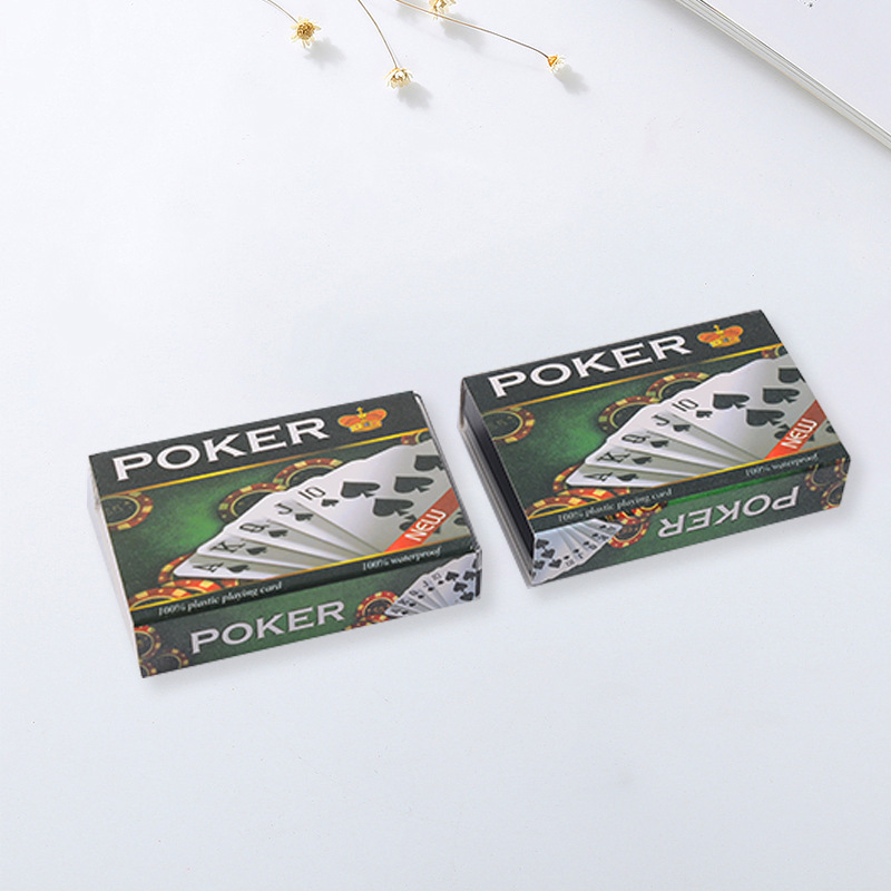 Green box custom simple poker pattern language size custom large numbers clear playing cards and poker