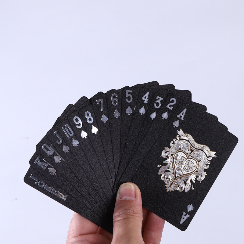 Poker Card Plastic Waterproof PVC Playing Card for Entertainment New Customized Diamond Black Gold Plastic Deck of Cards CN;ZHE