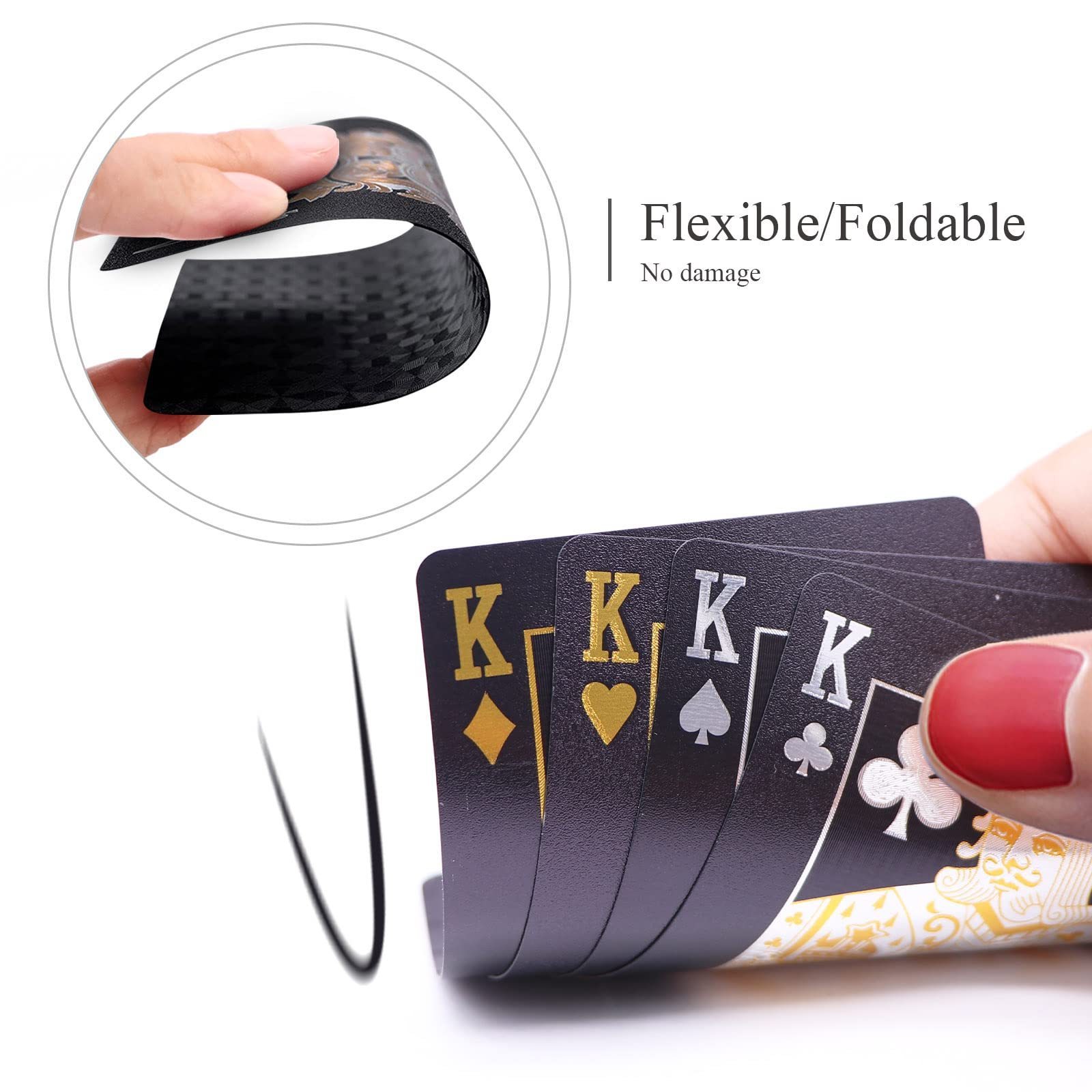 Waterproof black plastic playing cards custom logo pattern poker card Gift playing cards