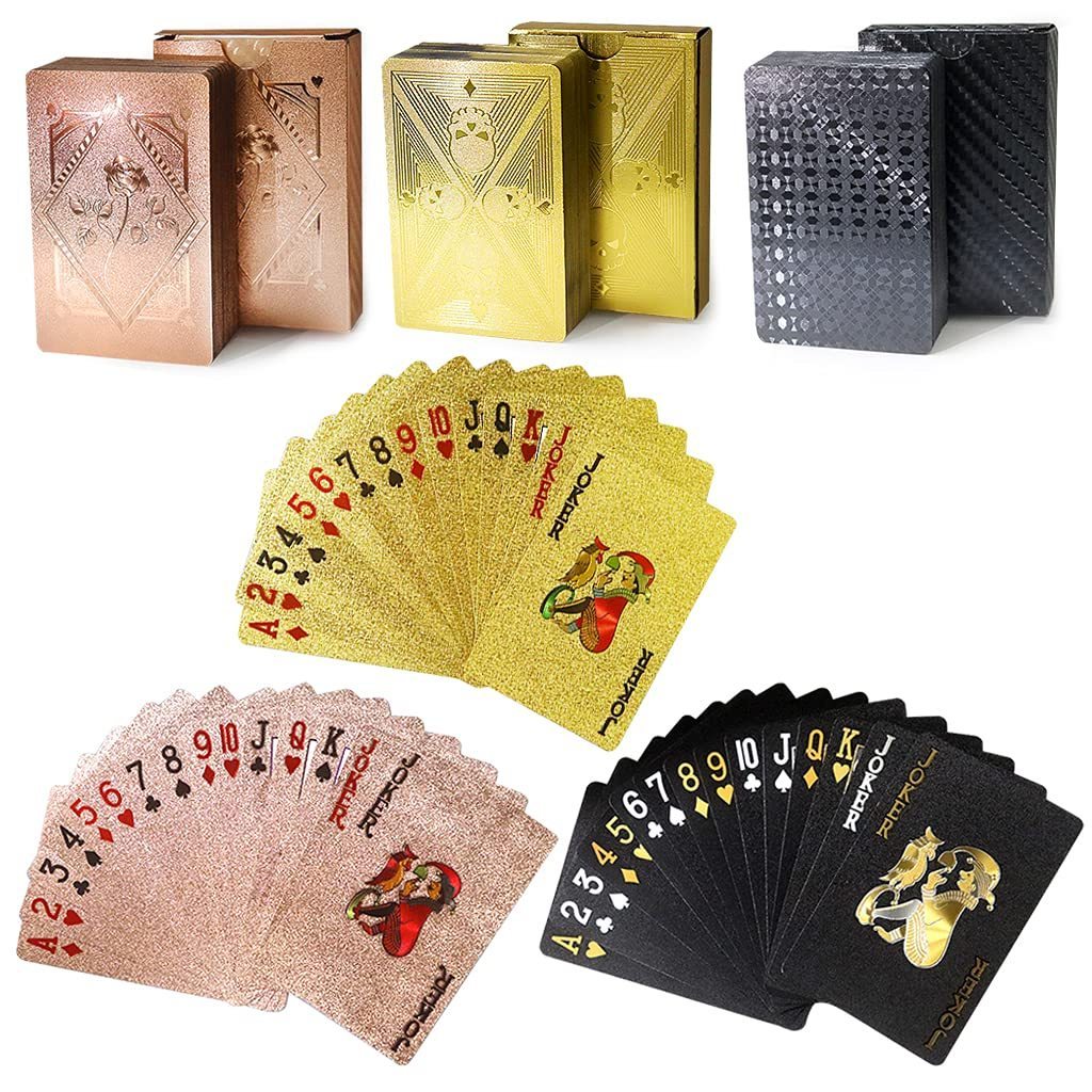 new wholesale Three color poker pvc material Gold pink black classic luxury entertainment cards playing card