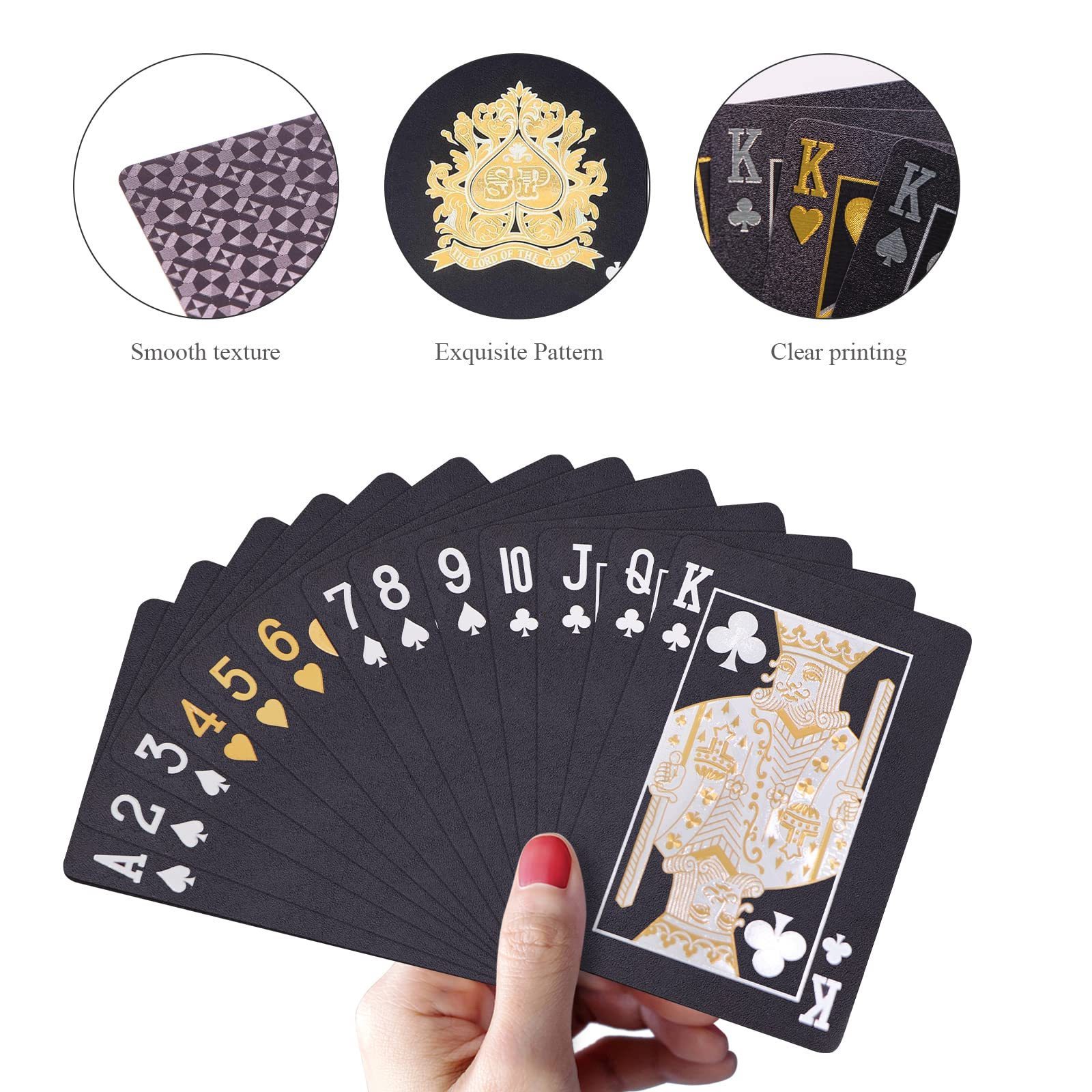 Waterproof black plastic playing cards custom logo pattern poker card Gift playing cards