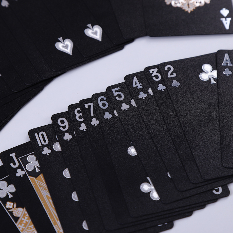 Poker Card Plastic Waterproof PVC Playing Card for Entertainment New Customized Diamond Black Gold Plastic Deck of Cards CN;ZHE