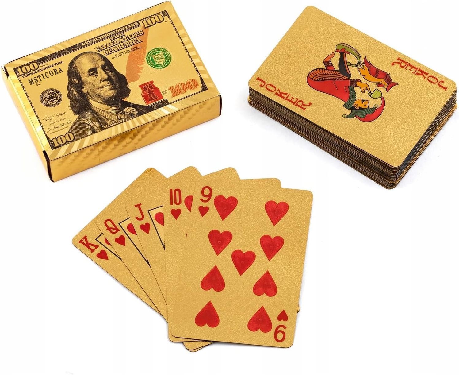 plastic poker 2023 factory new Luxury Gold foil dollar plastic poker back printed card dollar poker playing card Play card plastic