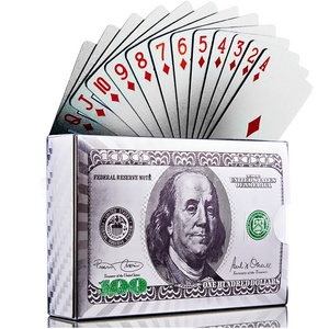 plastic poker new fashional made wholesale factory Silver color Classic dollar pattern plastic poker playing card Play card plastic