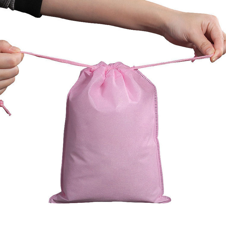 Eco friendly custom logo non woven draw string bag shoes bag dust drawstring bag