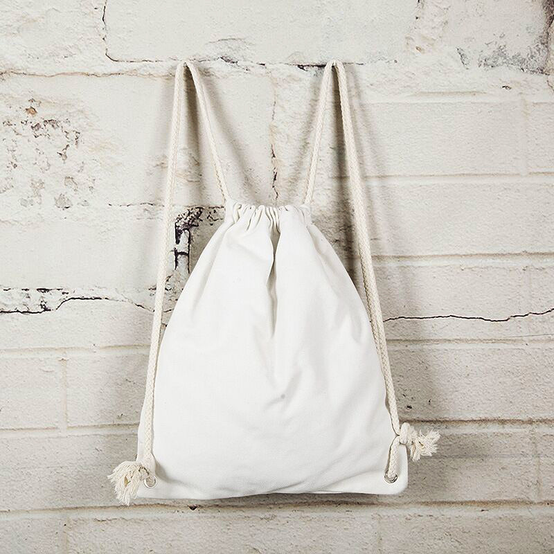 customized logo Plain Natural shopping cotton bag draw string backpack Cotton Canvas drawstring backpack