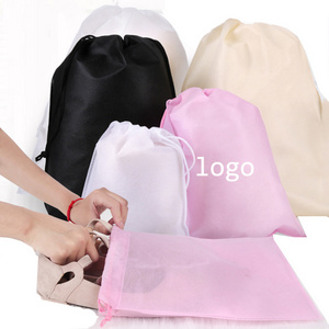 Eco friendly custom logo non woven draw string bag shoes bag dust drawstring bag