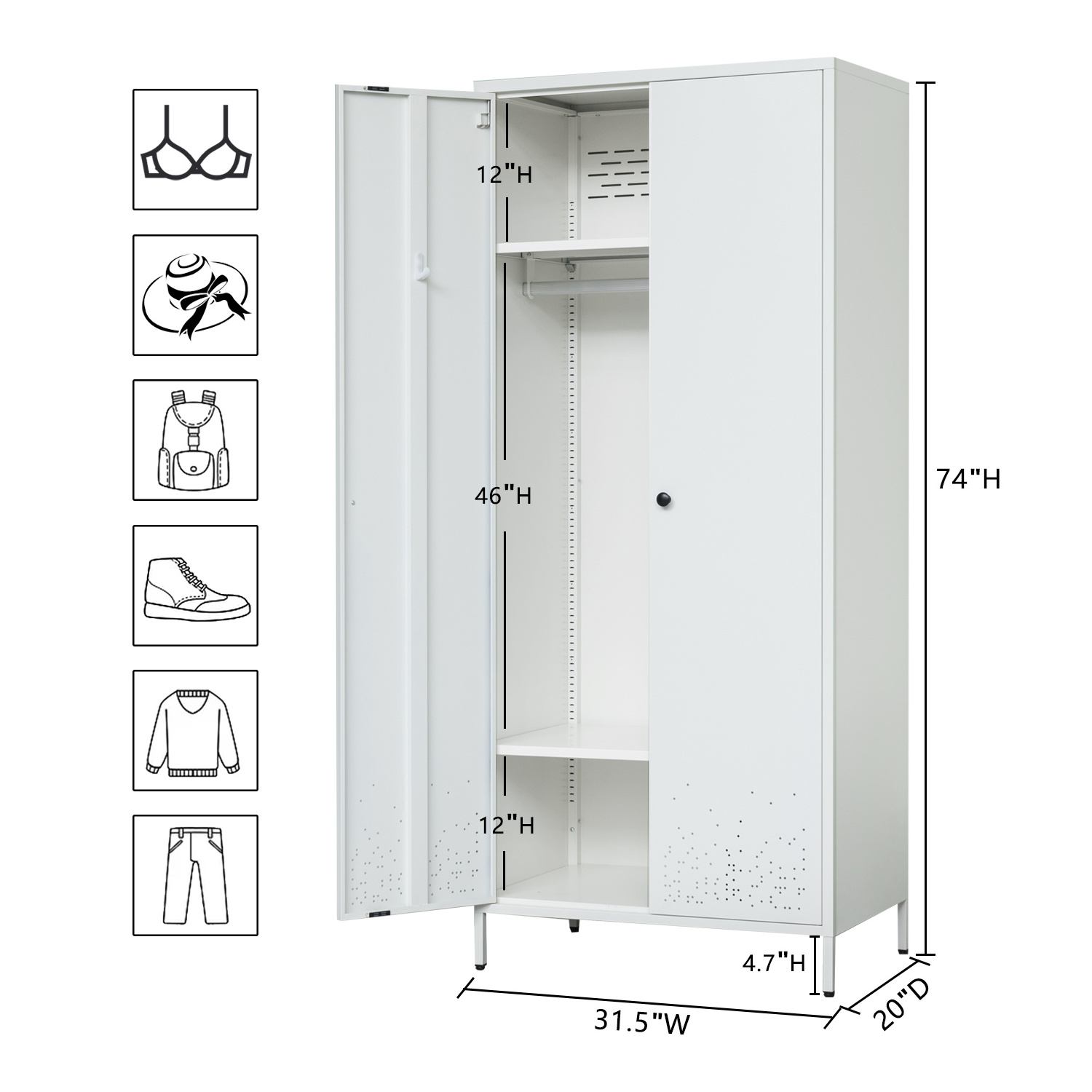 Sliding Door Steel Cabinet 2 Door Bedroom Furniture Metal Cabinet Swing Door Closet Wardrobe