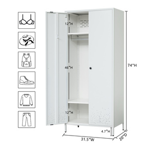 Sliding Door Steel Cabinet 2 Door Bedroom Furniture Metal Cabinet Swing Door Closet Wardrobe