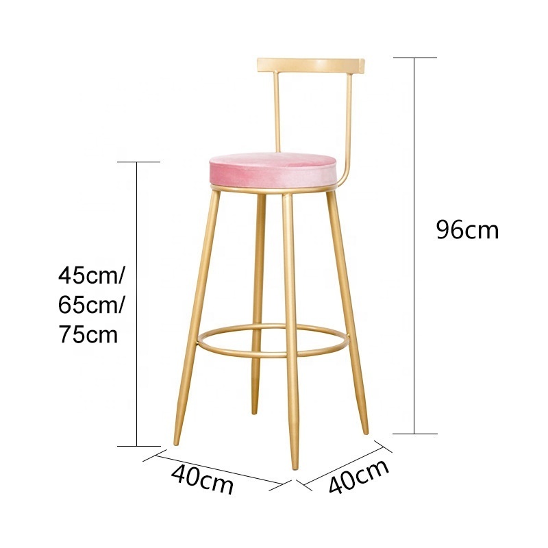 Wholesale French Bar Chair Restaurant Tall Stools Modern Gold Metal Bar Stool