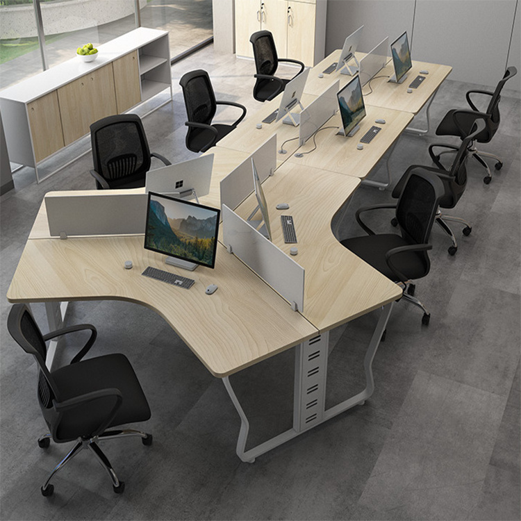 Oem L Shaped Modern Modular Staff Double Table Work Station Office Furniture Call Center Stations