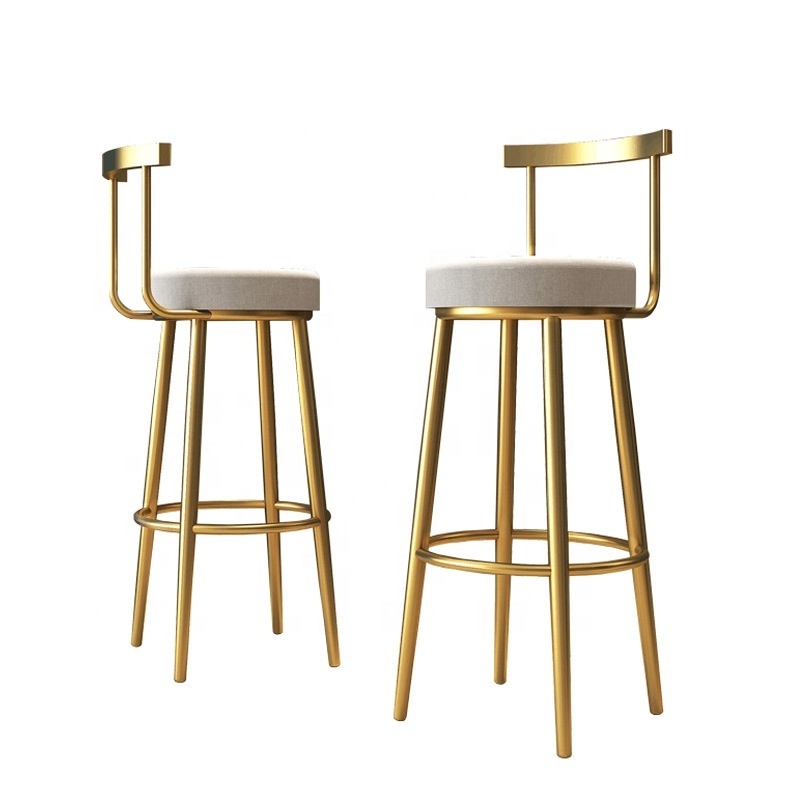 Wholesale French Bar Chair Restaurant Tall Stools Modern Gold Metal Bar Stool