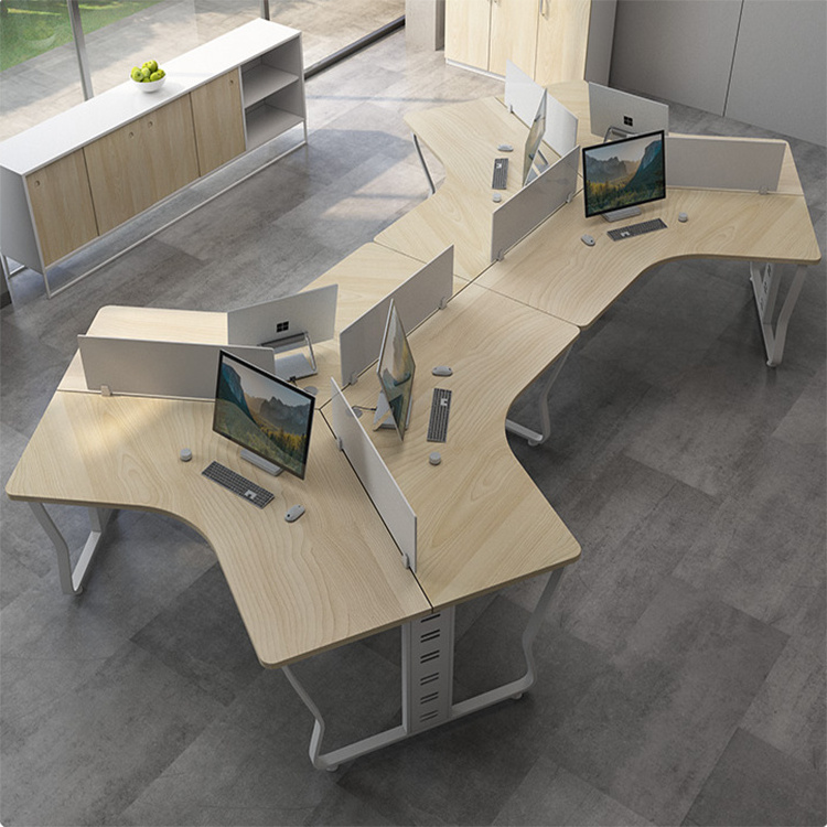 Oem L Shaped Modern Modular Staff Double Table Work Station Office Furniture Call Center Stations