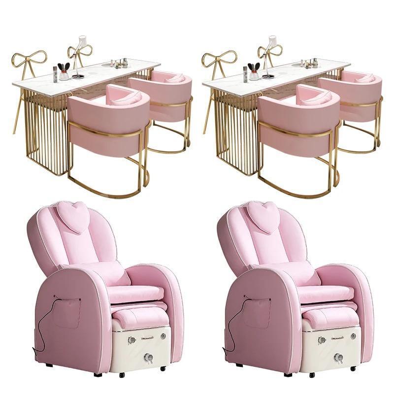 Beauty pink salon chairs salon furniture and gold salon chair Modern manicure/pedicure/pedicure chairs pink