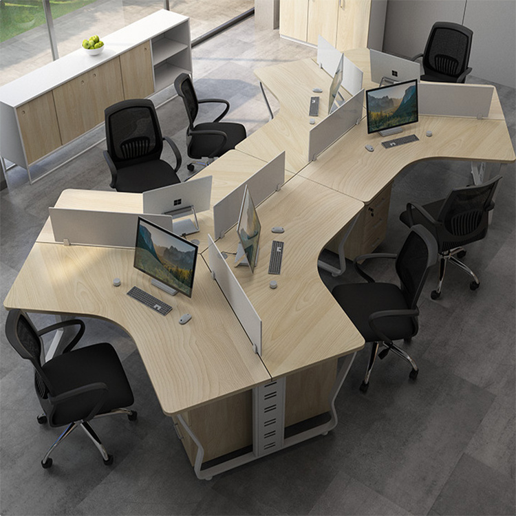 Oem L Shaped Modern Modular Staff Double Table Work Station Office Furniture Call Center Stations