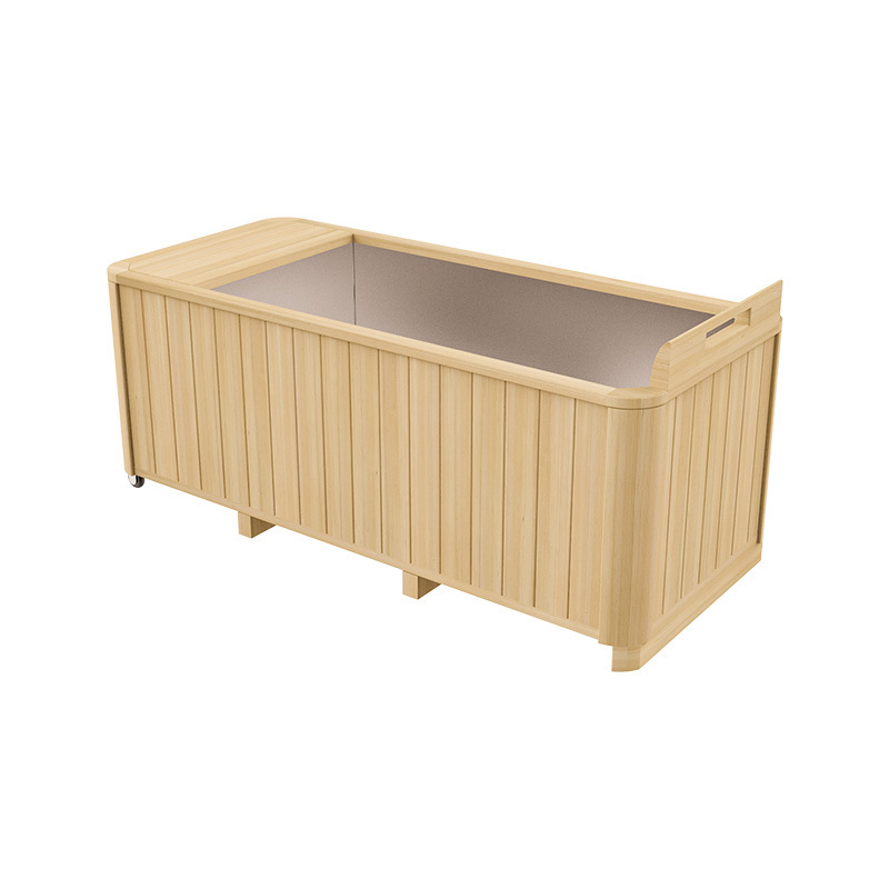 Rectangular Ice Plunge Outdoor Red Cedar Hemlock Wooden Ice Bath Garden Stainless Steel Tub Cold Plunge Bath