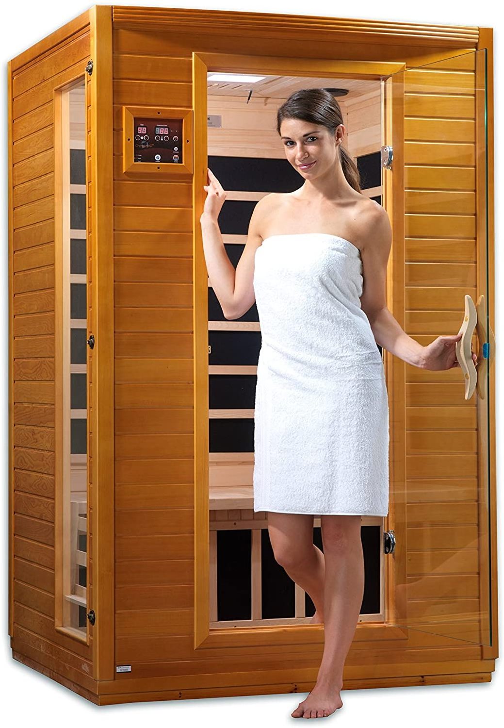 2-3 People Indoor Hammam Saunas Hemlock Low EMF Far Infrared Sauna with 6 Carbon Heaters Chromotherapy Lighting Oxygen Ionizer