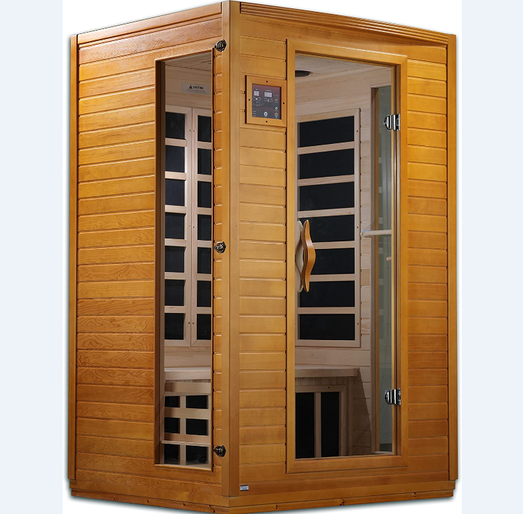 2-3 People Indoor Hammam Saunas Hemlock Low EMF Far Infrared Sauna with 6 Carbon Heaters Chromotherapy Lighting Oxygen Ionizer