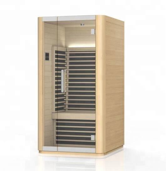 Hot Sale Full Spectrum Infrared Sauna Glass Door 1 Person Combination Infrared Sauna Room with Stereo Speaker