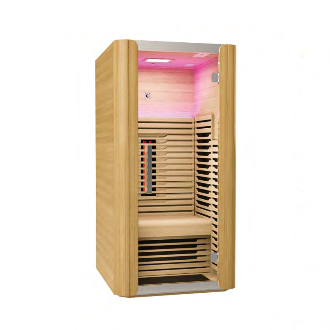 Hot Sale Full Spectrum Infrared Sauna Glass Door 1 Person Combination Infrared Sauna Room with Stereo Speaker