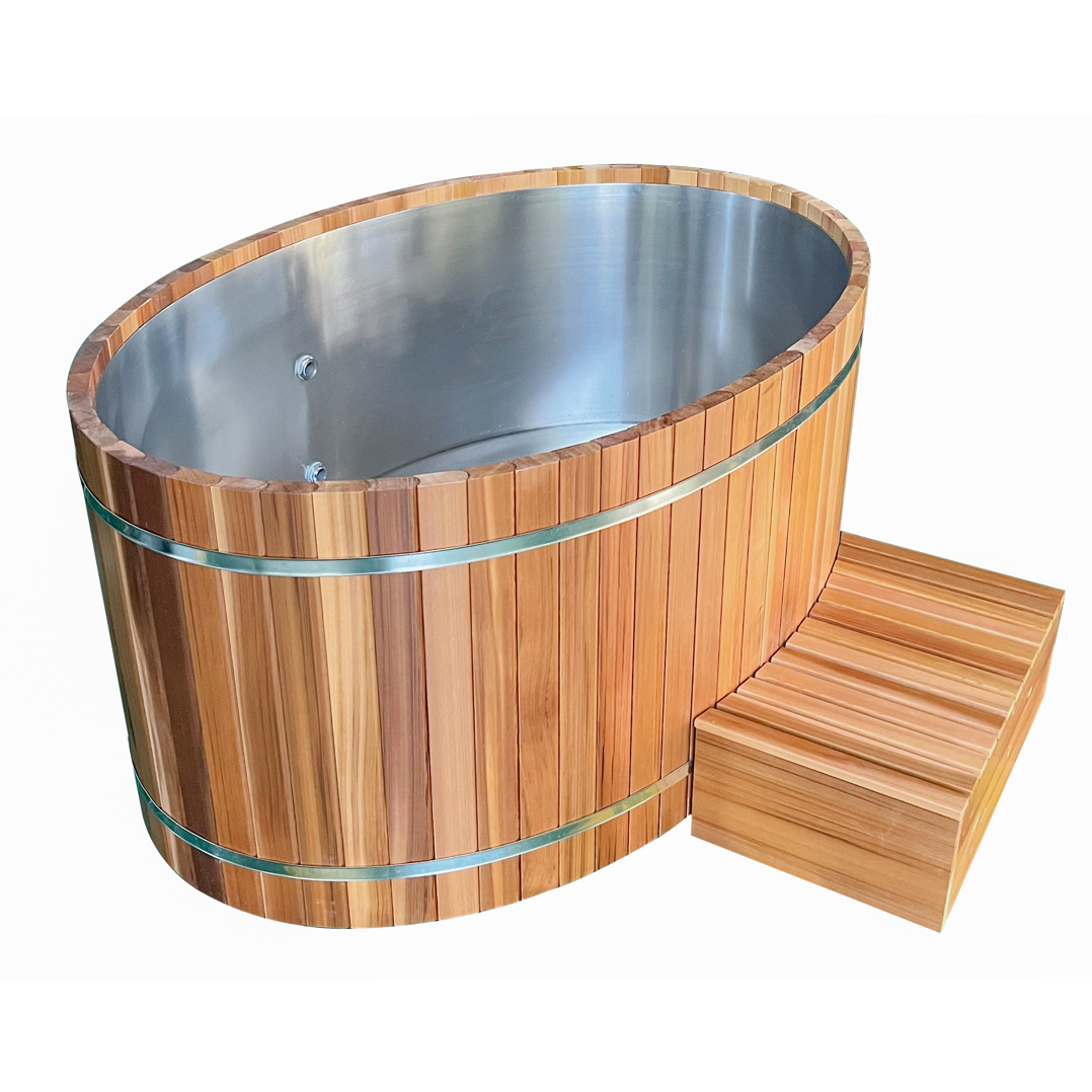 factory manufacturer single cold tub with 304# stainless steel inner tank and wood plastic board cold plunge pool