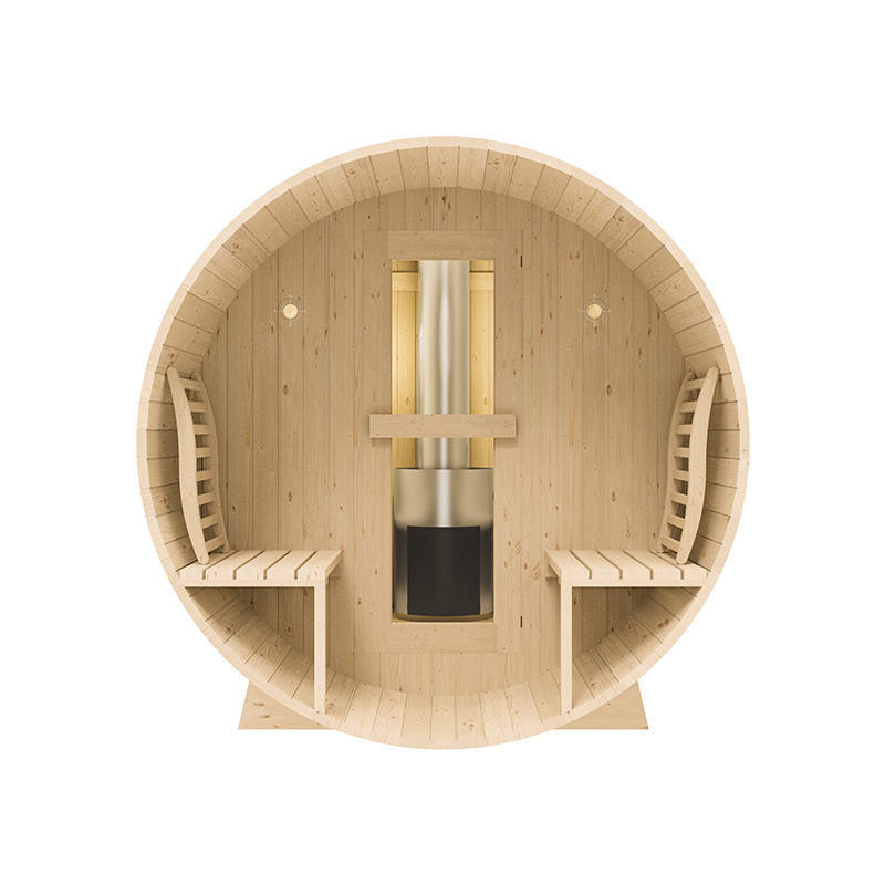 Barrel Sauna Wood Burning Traditional Outdoor Wooden Burning Barrel Sauna Comfortable 6-8 Persons Outdoor Barrel Sauna Room