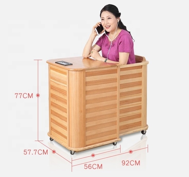 Portable Mini Home Sauna Wood Half Body Hemlock Far Infrared Sauna for 1 Person