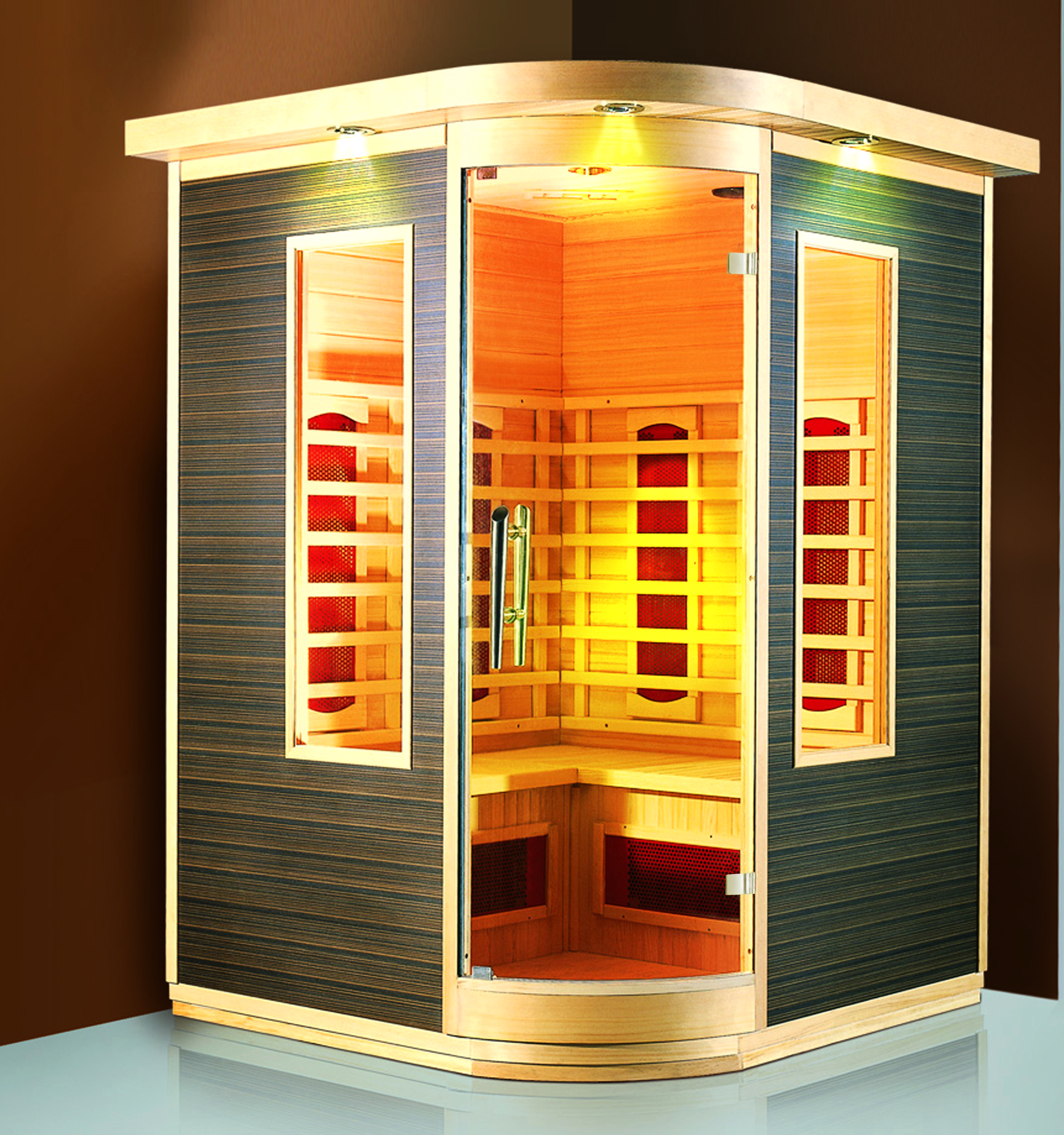 Luxury Carbon And Red Light Far Infrared Combination Sauna Low EMF indoor Sauna For 2 Person