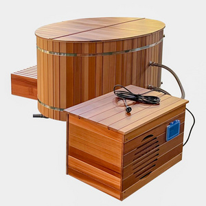 New Design Canadian Cedar Wood Ice Bath Outdoor Small Cold Plunge Tub with Chillier with Soaking Function Whirlpools Bathtubs